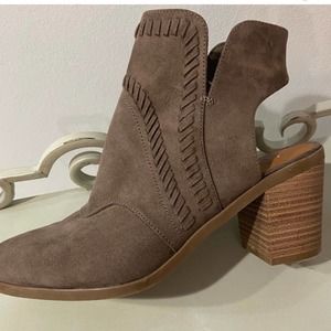 Cowboy Boot Woman's Open Heel suede Ankle Boot Bootie sz 9
